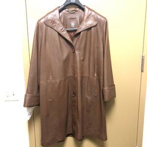 Leather Cognac Coat